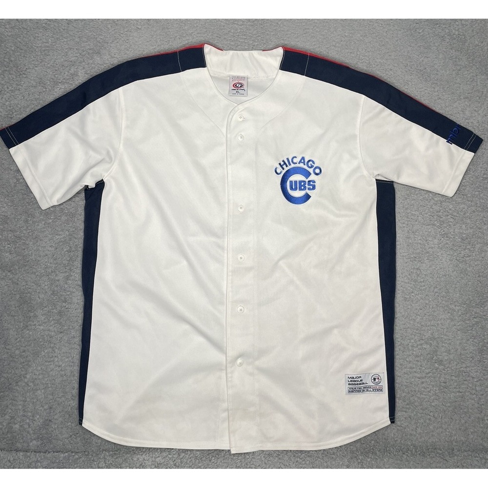 Genuine Merchandise True‎ Fan Chicago Cubs Jersey MLB White Button Up Men XL